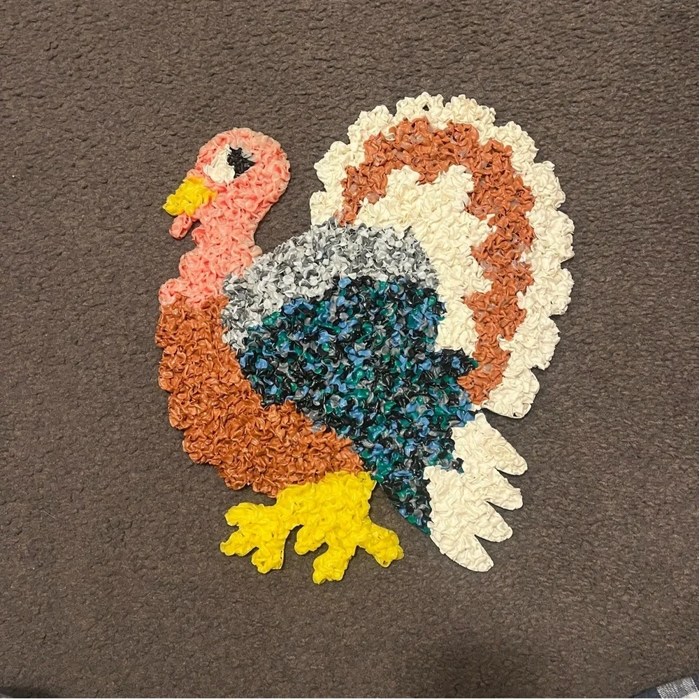 Vintage 70’s Melted Plastic Popcorn Turkey Wall Decor